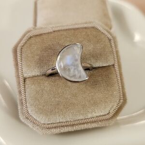 Sterling Silver Moonstone Moon Ring